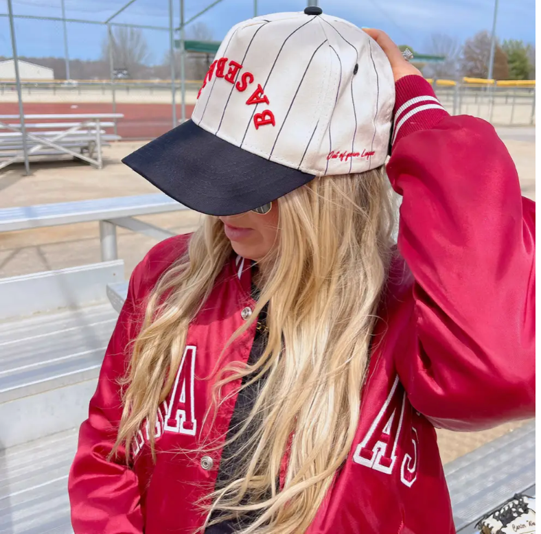 Baseball - Red on Black - Vintage Hat