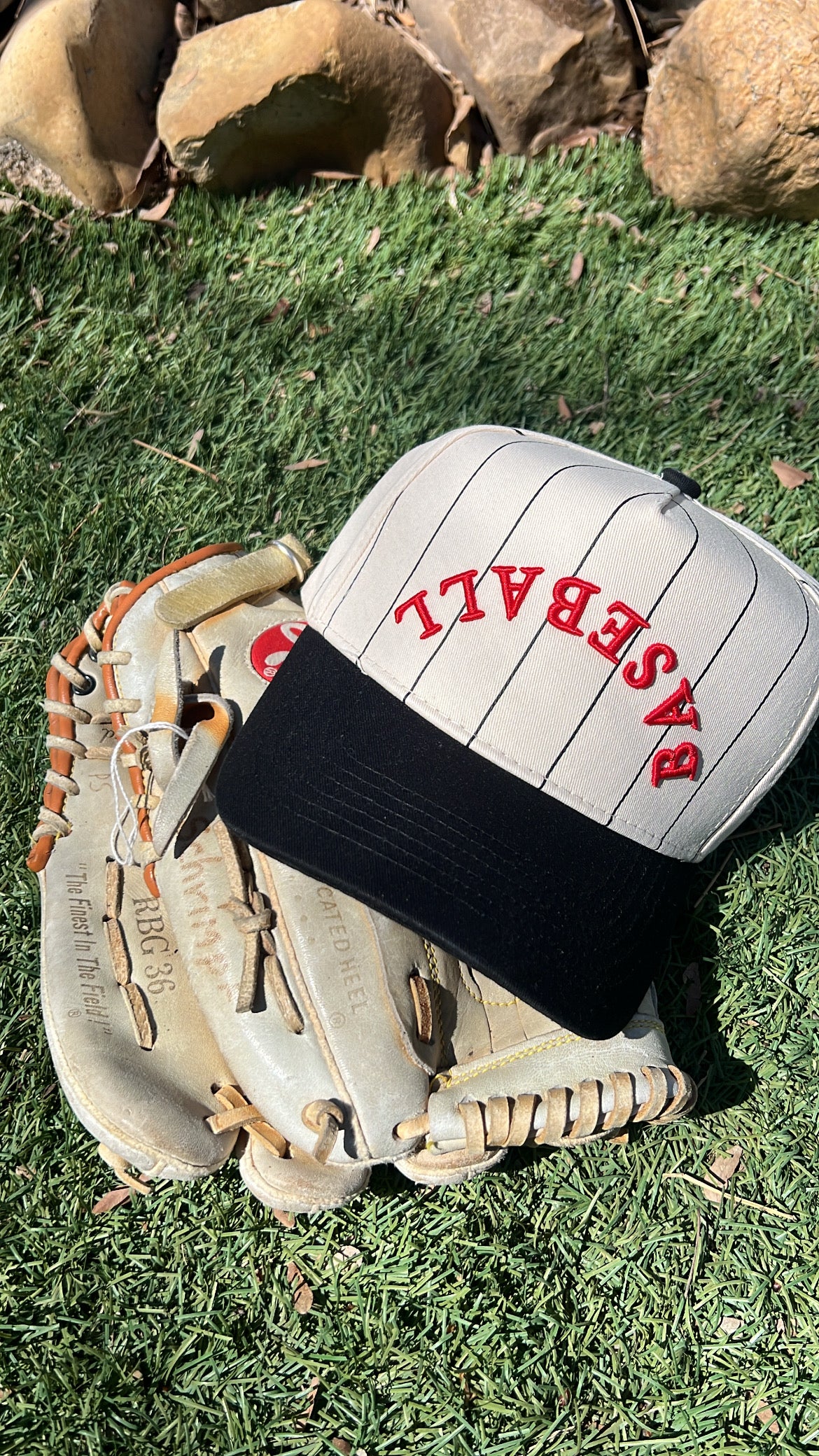 Baseball - Red on Black - Vintage Hat
