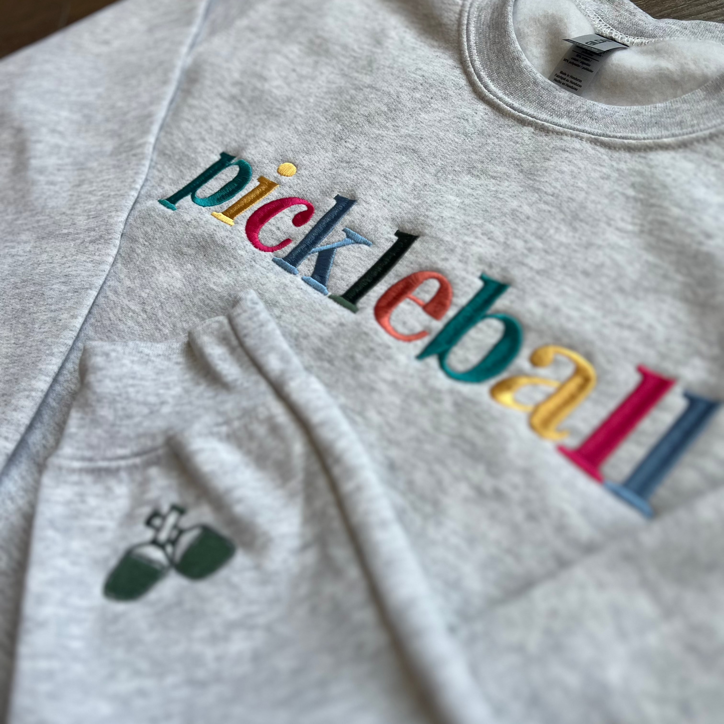 Multicolored 'Pickleball' Embroidered Sweatshirt