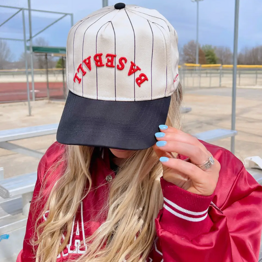 Baseball - Red on Black - Vintage Hat